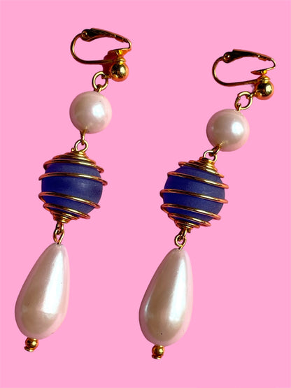 Pearl Blue Gemstone Earrings