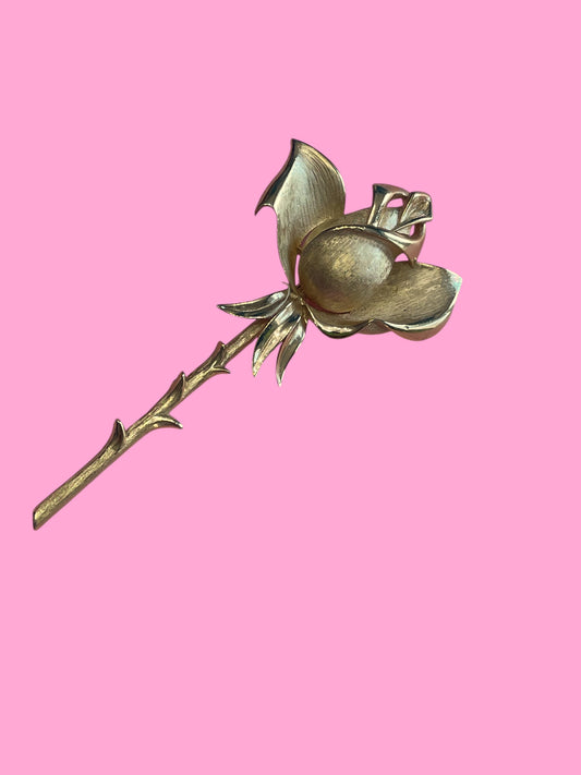 Vintage Gold Rose Brooch