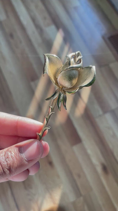 Vintage Gold Rose Brooch